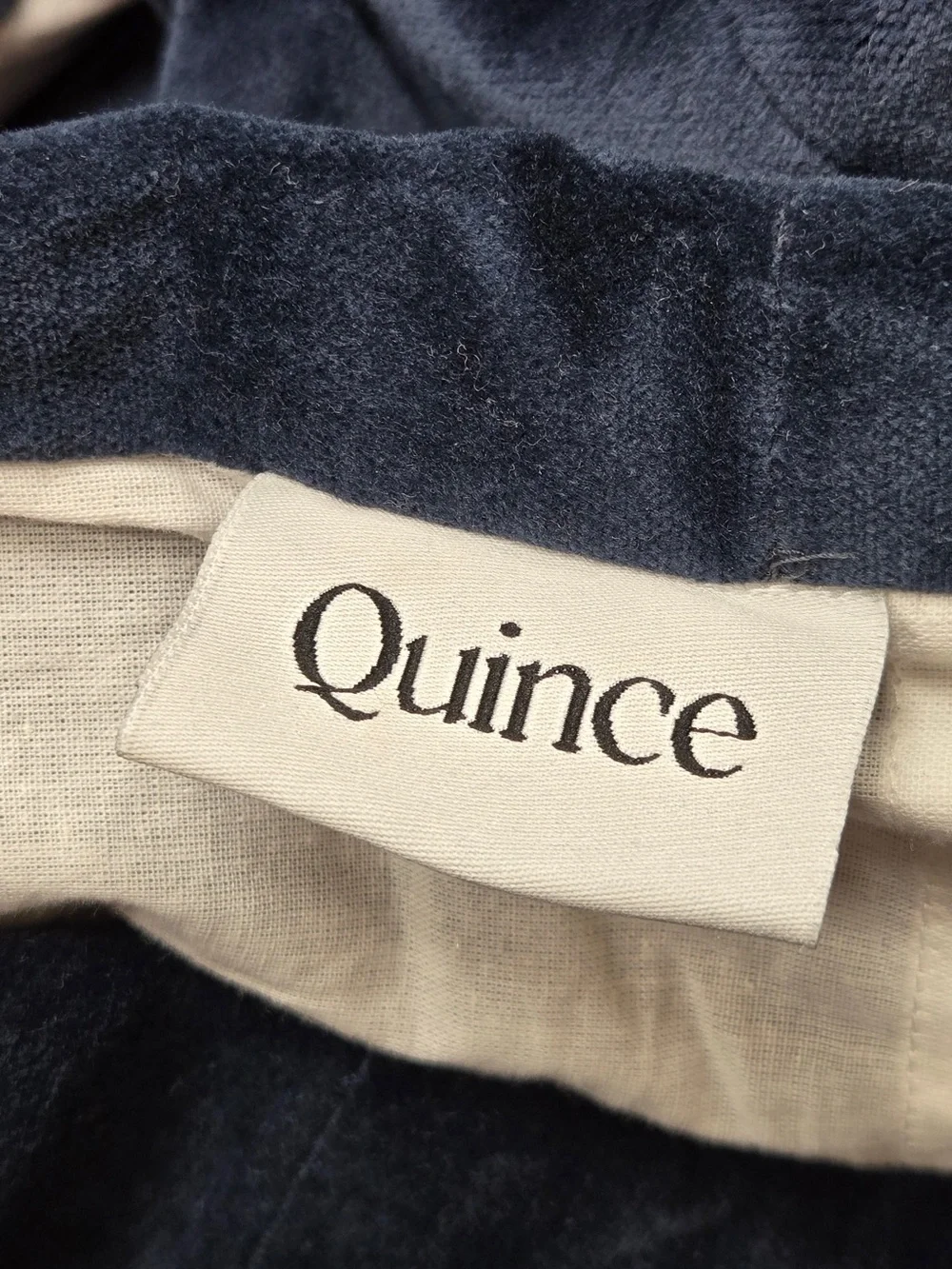 NWT QUINCE Set Of 2 48x96 Cotton Velvet Curtains Navy 9351